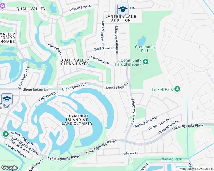 map of restaurants, bars, coffee shops, grocery stores, and more near 1918 Glenn Lakes Lane in Missouri City