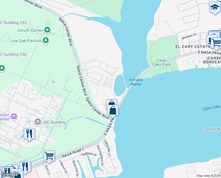 map of restaurants, bars, coffee shops, grocery stores, and more near 17 West Oaks Drive in Houston