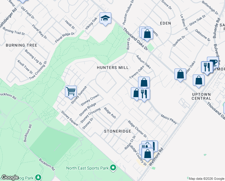 map of restaurants, bars, coffee shops, grocery stores, and more near 12210 Victory Palm in San Antonio
