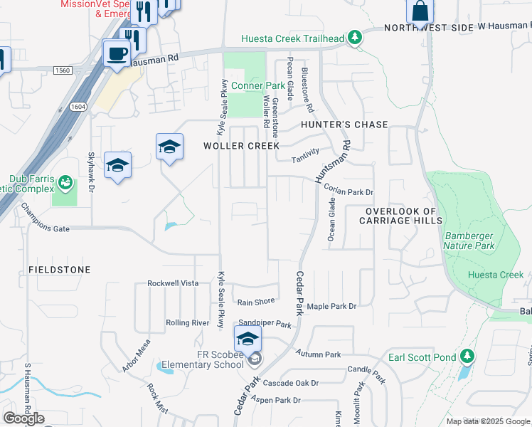 map of restaurants, bars, coffee shops, grocery stores, and more near 12718 Westeros Path in San Antonio