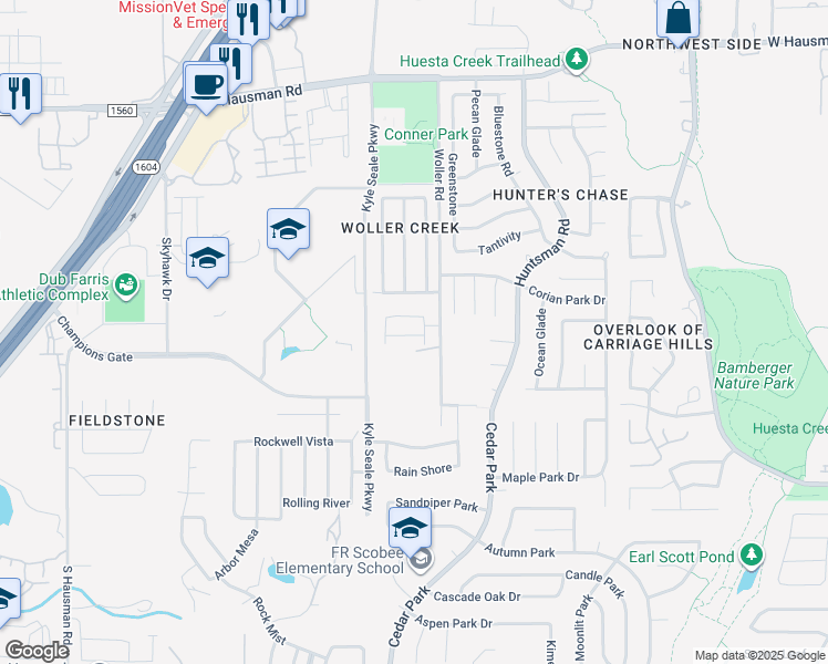 map of restaurants, bars, coffee shops, grocery stores, and more near 12687 Woller Road in San Antonio