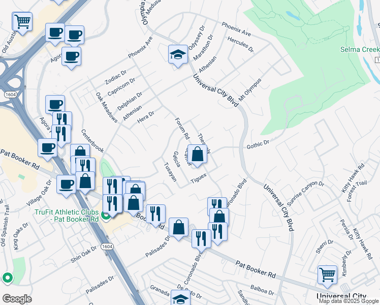 map of restaurants, bars, coffee shops, grocery stores, and more near 13422 Alcanfor in Universal City