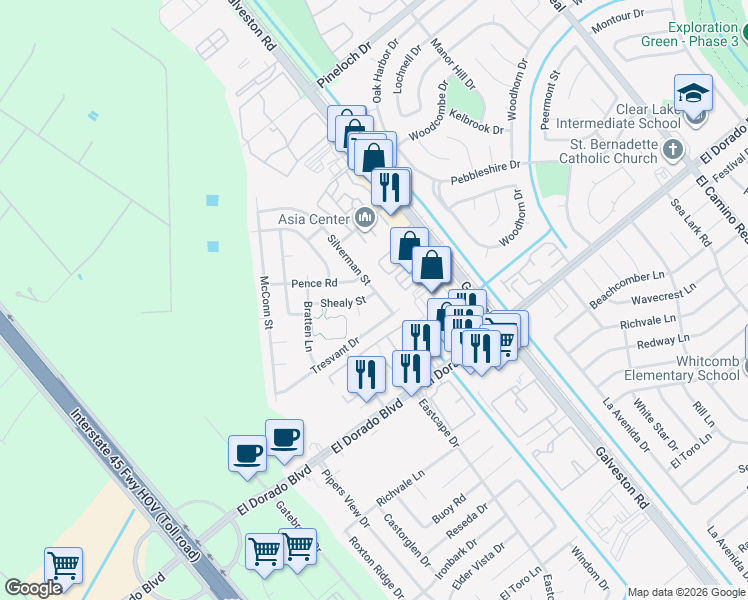 map of restaurants, bars, coffee shops, grocery stores, and more near 546 Pence Road in Webster