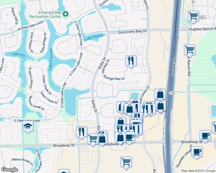 map of restaurants, bars, coffee shops, grocery stores, and more near 11406 Easton Springs Drive in Pearland