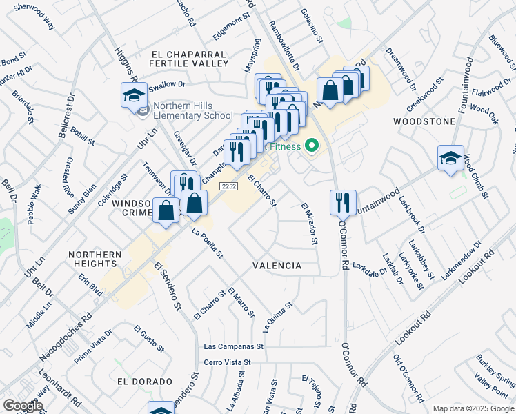 map of restaurants, bars, coffee shops, grocery stores, and more near 13344 Monte Leon Street in San Antonio