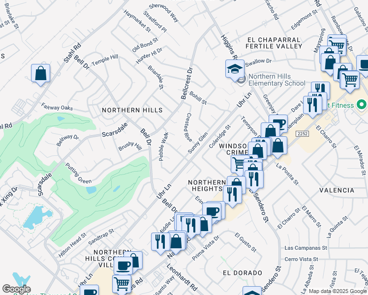 map of restaurants, bars, coffee shops, grocery stores, and more near 13814 Crested Point in San Antonio