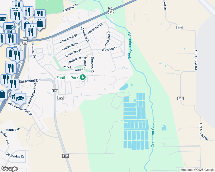 map of restaurants, bars, coffee shops, grocery stores, and more near 1838 Monterrey Oak in Seguin