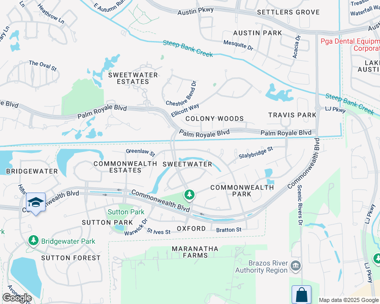 map of restaurants, bars, coffee shops, grocery stores, and more near 4111 Saint Michaels Court in Sugar Land