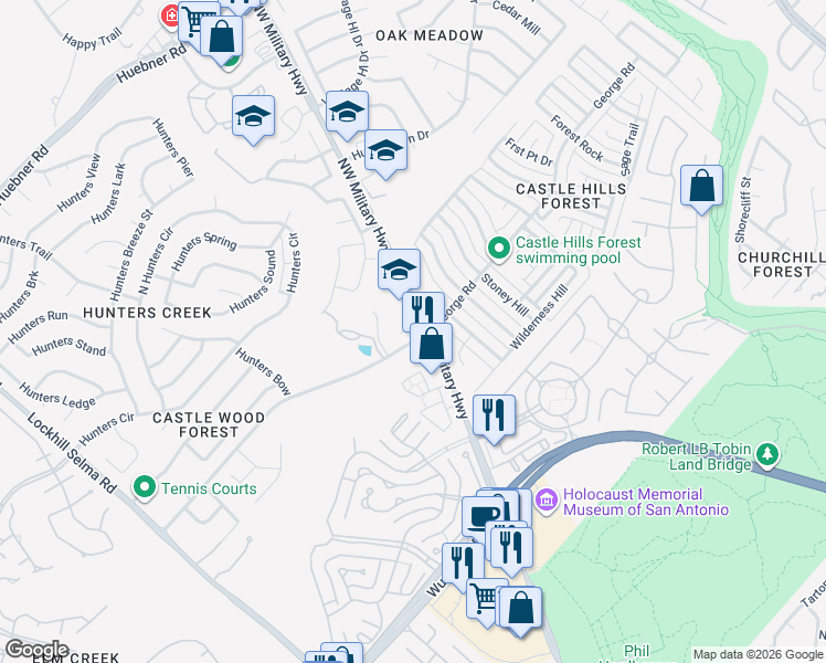 map of restaurants, bars, coffee shops, grocery stores, and more near in San Antonio