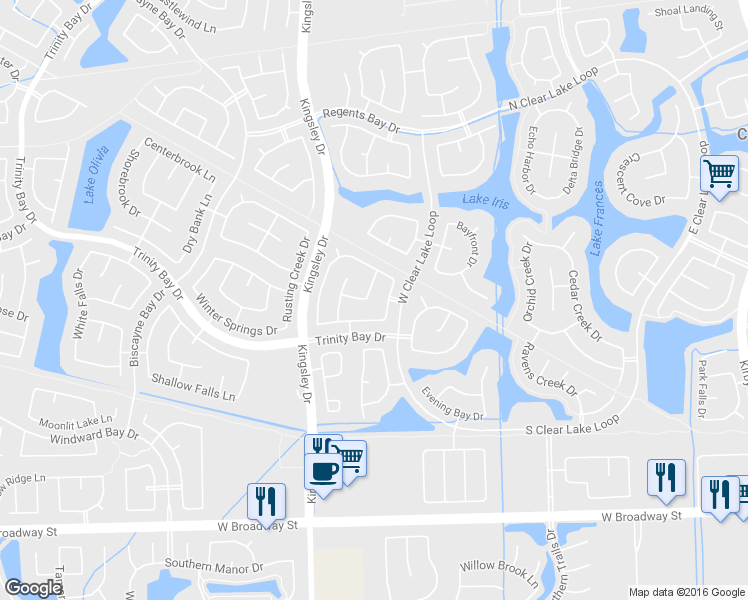 map of restaurants, bars, coffee shops, grocery stores, and more near 2613 Cobble Springs Lane in Pearland