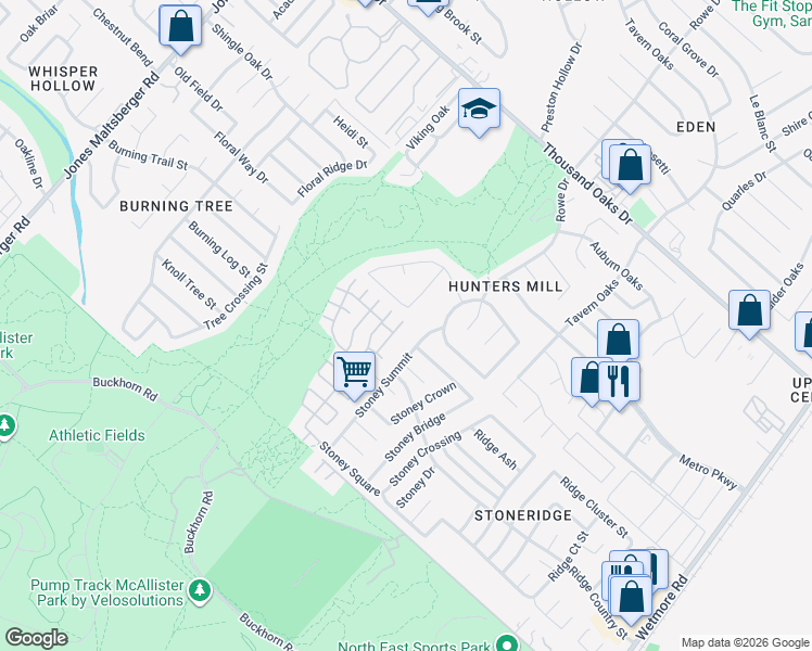 map of restaurants, bars, coffee shops, grocery stores, and more near 12151 Stoney Summit in San Antonio