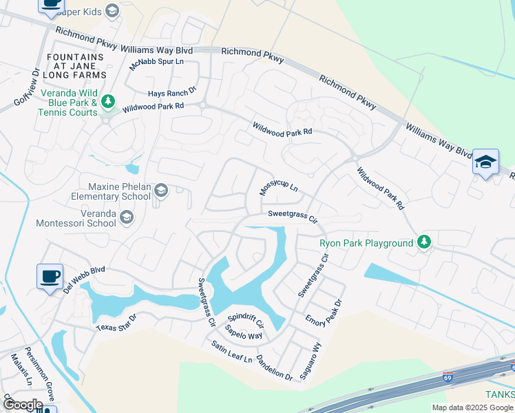 map of restaurants, bars, coffee shops, grocery stores, and more near 4002 Swallow Tail Way in Richmond
