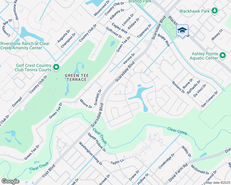 map of restaurants, bars, coffee shops, grocery stores, and more near 2321 South Venice Drive in Pearland