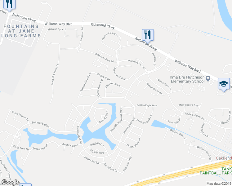 map of restaurants, bars, coffee shops, grocery stores, and more near 4002 Swallow Tail Way in Richmond