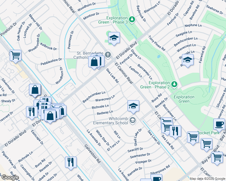 map of restaurants, bars, coffee shops, grocery stores, and more near 914 Beachcomber Lane in Houston