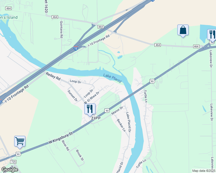 map of restaurants, bars, coffee shops, grocery stores, and more near 2227 El Rhea Drive in Seguin