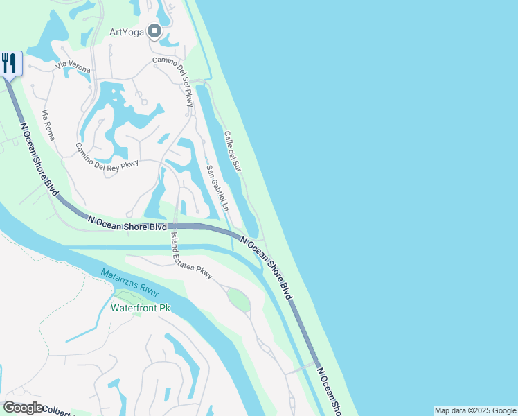 map of restaurants, bars, coffee shops, grocery stores, and more near 91 Calle del Sur in Palm Coast