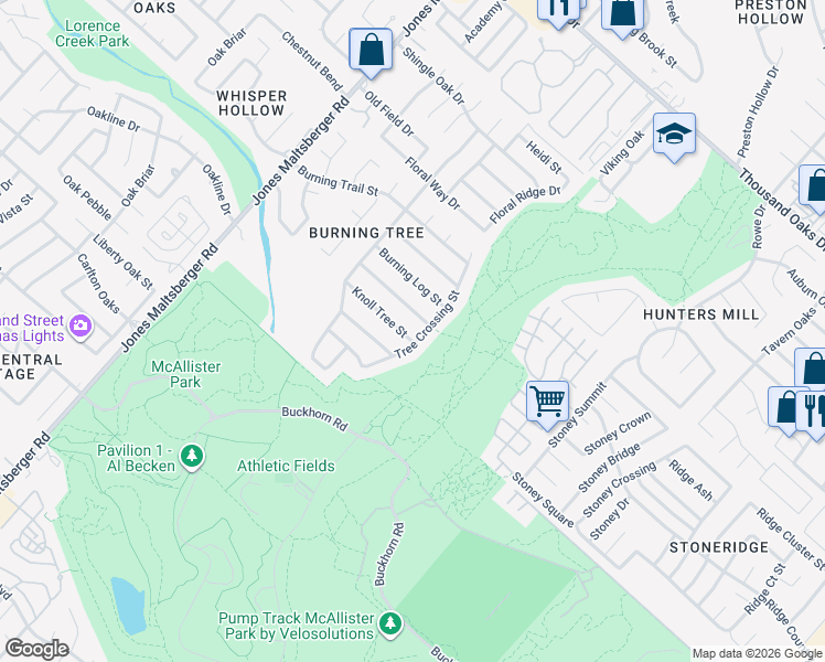 map of restaurants, bars, coffee shops, grocery stores, and more near 2863 Burning Rock Street in San Antonio