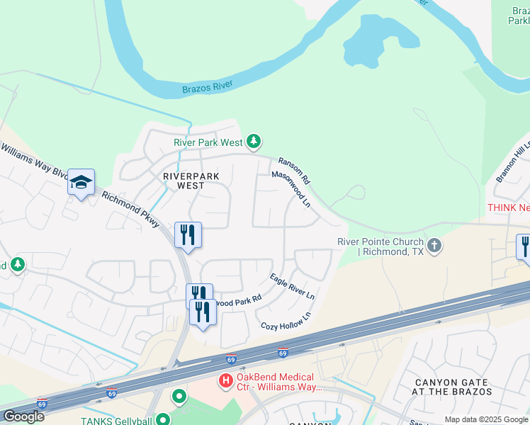 map of restaurants, bars, coffee shops, grocery stores, and more near 2115 Spur Canyon Court in Richmond