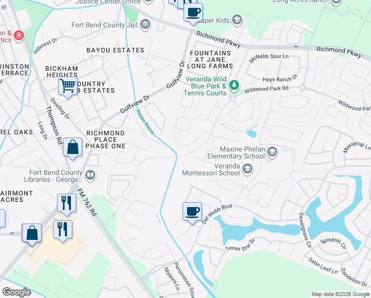 map of restaurants, bars, coffee shops, grocery stores, and more near 2299 Par Lane in Richmond