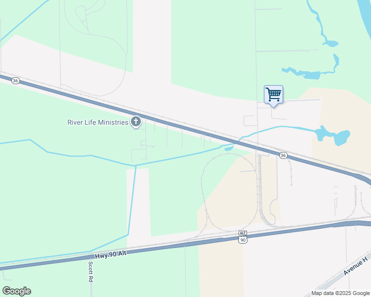 map of restaurants, bars, coffee shops, grocery stores, and more near 1329 Texas 36 in Rosenberg
