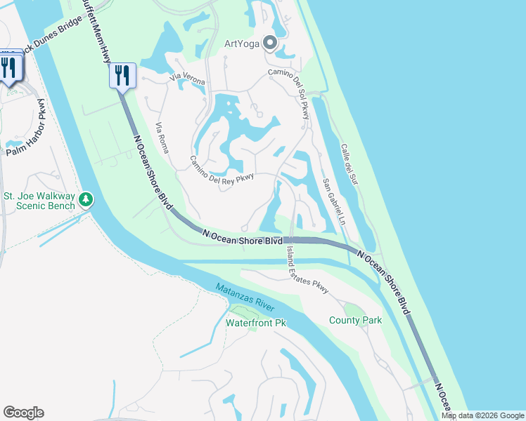 map of restaurants, bars, coffee shops, grocery stores, and more near 9 Rue Renoir in Palm Coast