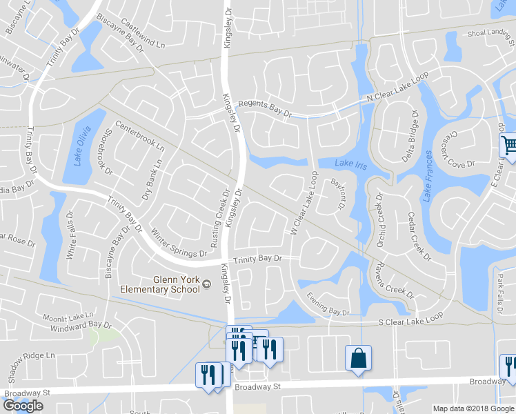 map of restaurants, bars, coffee shops, grocery stores, and more near 12610 Cobble Springs Drive in Pearland