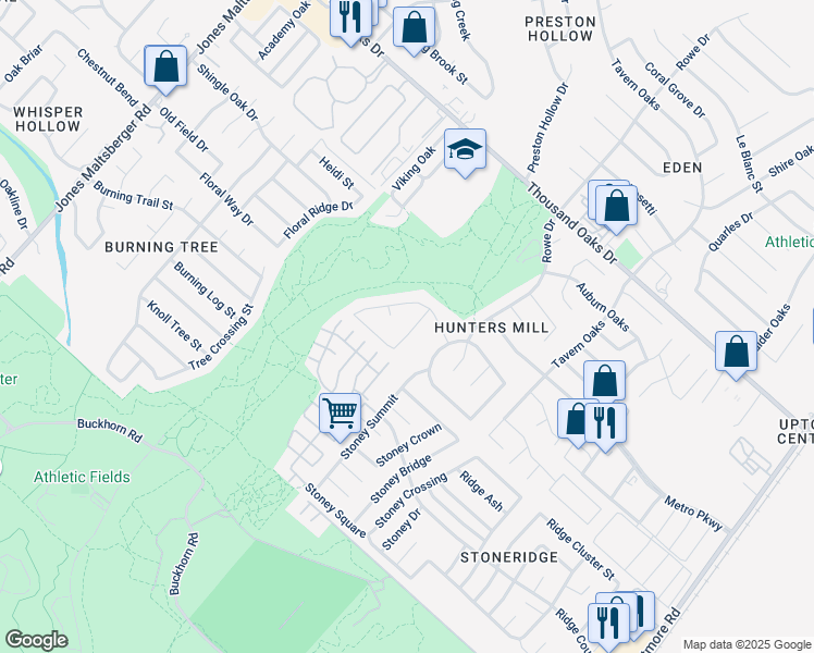 map of restaurants, bars, coffee shops, grocery stores, and more near 13331 Partridge Hill in San Antonio
