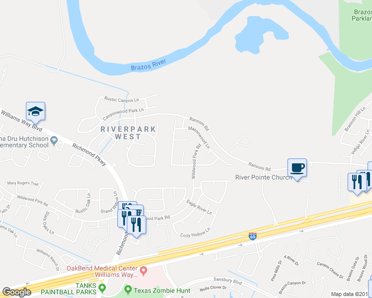 map of restaurants, bars, coffee shops, grocery stores, and more near 2122 Spur Canyon Court in Richmond