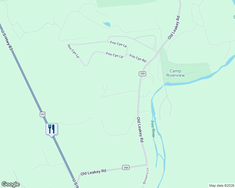 map of restaurants, bars, coffee shops, grocery stores, and more near 1189 County Road 350 in Concan