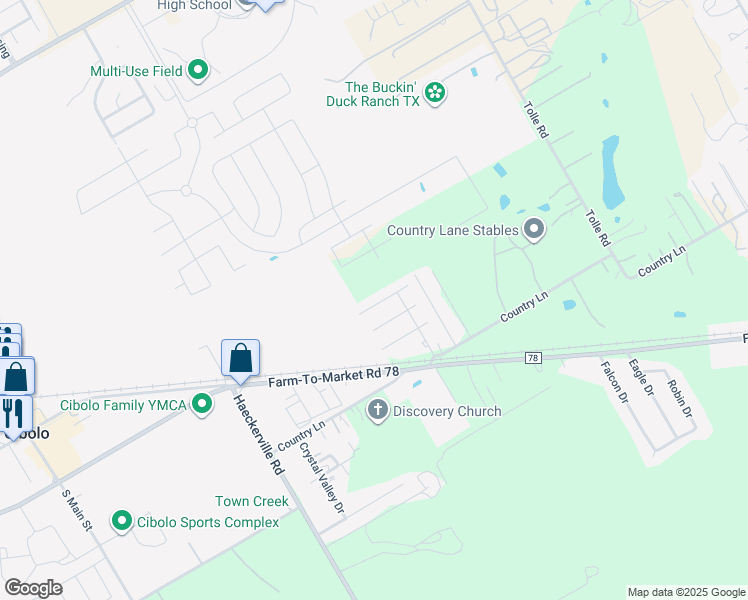 map of restaurants, bars, coffee shops, grocery stores, and more near 308 Matthew Street in Cibolo