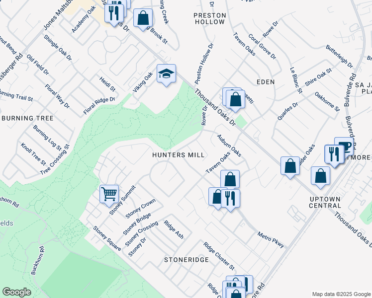 map of restaurants, bars, coffee shops, grocery stores, and more near 13518 Hickory Tavern in San Antonio