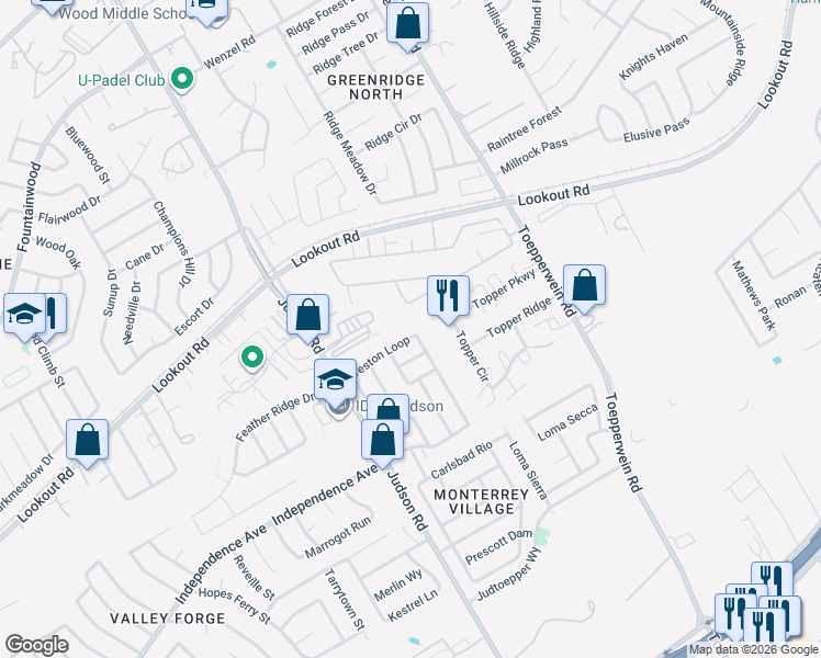 map of restaurants, bars, coffee shops, grocery stores, and more near 146 Creston Loop in San Antonio