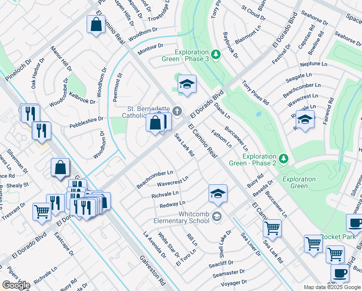 map of restaurants, bars, coffee shops, grocery stores, and more near 942 Festival Drive in Houston