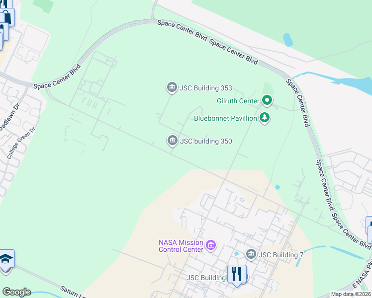 map of restaurants, bars, coffee shops, grocery stores, and more near 2101 East Nasa Parkway in Houston