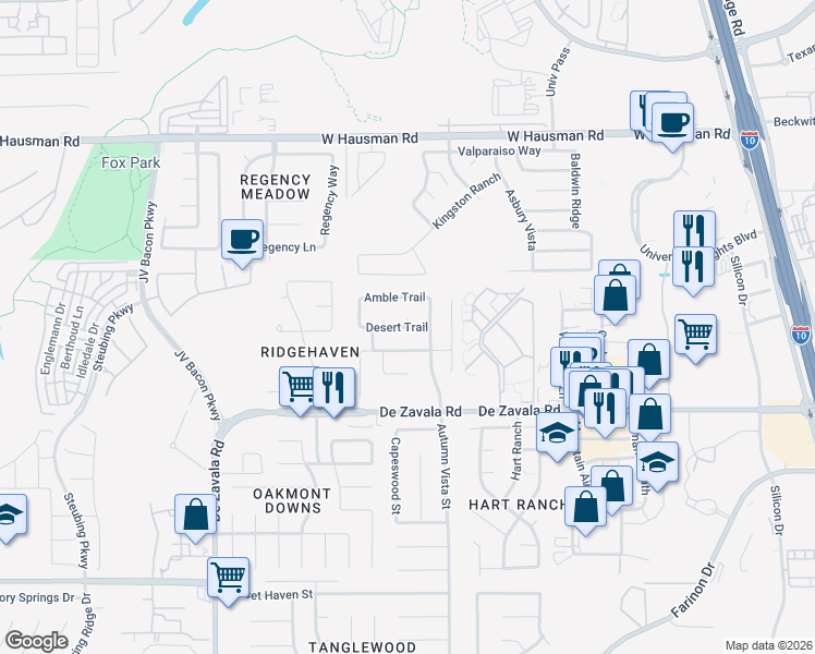 map of restaurants, bars, coffee shops, grocery stores, and more near 12522 Autumn Vista Street in San Antonio