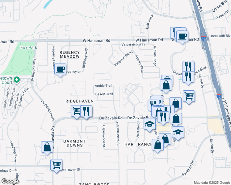 map of restaurants, bars, coffee shops, grocery stores, and more near 12522 Autumn Vista Street in San Antonio