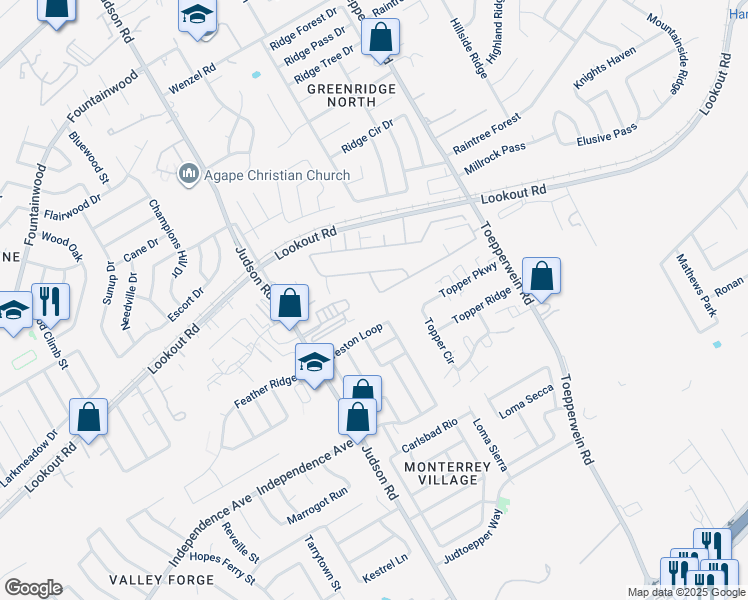 map of restaurants, bars, coffee shops, grocery stores, and more near 146 Creston Loop in San Antonio