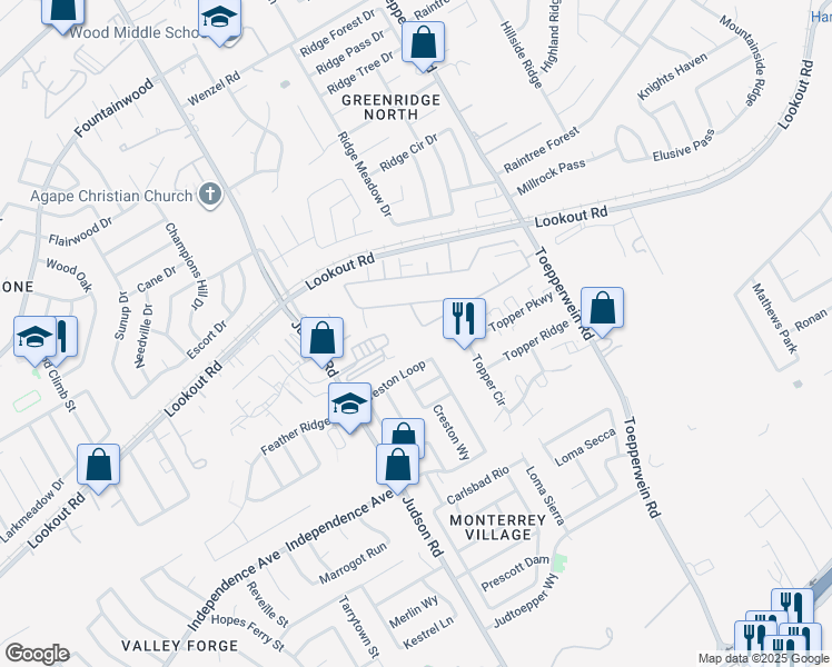 map of restaurants, bars, coffee shops, grocery stores, and more near 146 Creston Loop in San Antonio
