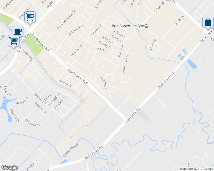 map of restaurants, bars, coffee shops, grocery stores, and more near 12535 Katrina Court in Houston