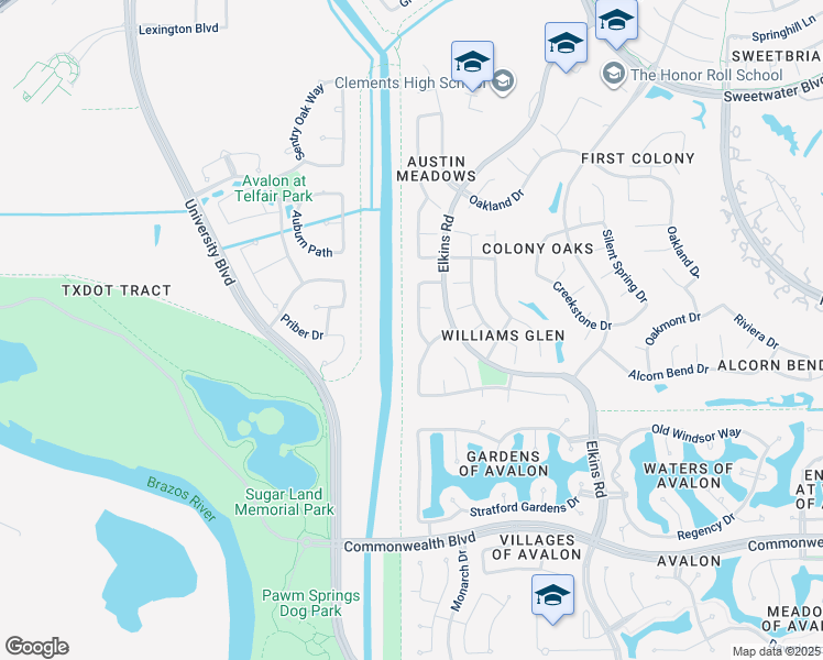map of restaurants, bars, coffee shops, grocery stores, and more near 3314 Spring Trail Drive in Sugar Land
