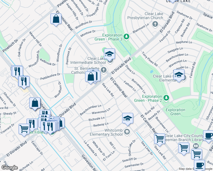 map of restaurants, bars, coffee shops, grocery stores, and more near 942 Festival Drive in Houston