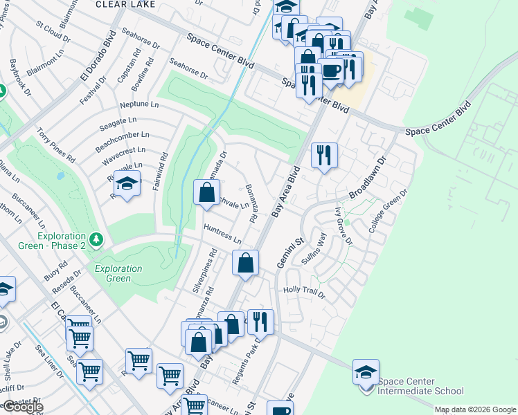 map of restaurants, bars, coffee shops, grocery stores, and more near 2003 Richvale Lane in Houston
