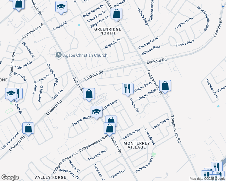map of restaurants, bars, coffee shops, grocery stores, and more near 146 Creston Loop in San Antonio