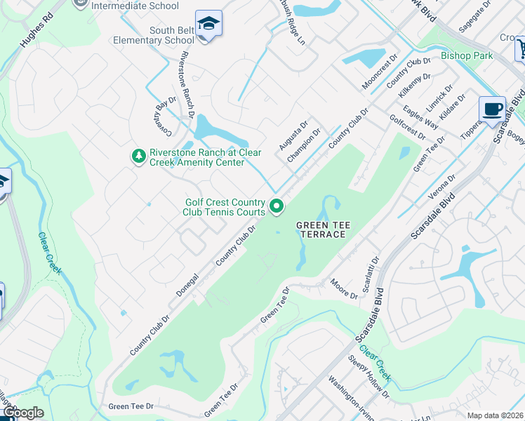 map of restaurants, bars, coffee shops, grocery stores, and more near 2480 Country Club Drive in Pearland