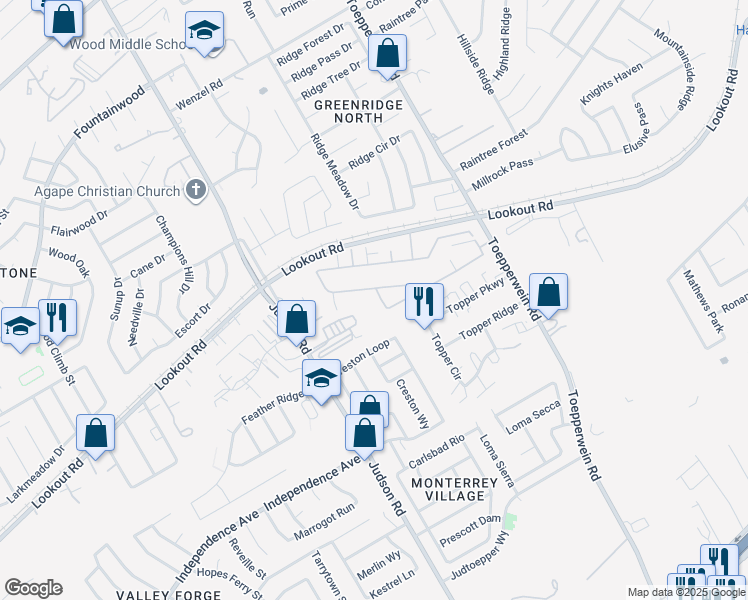 map of restaurants, bars, coffee shops, grocery stores, and more near 146 Creston Loop in San Antonio