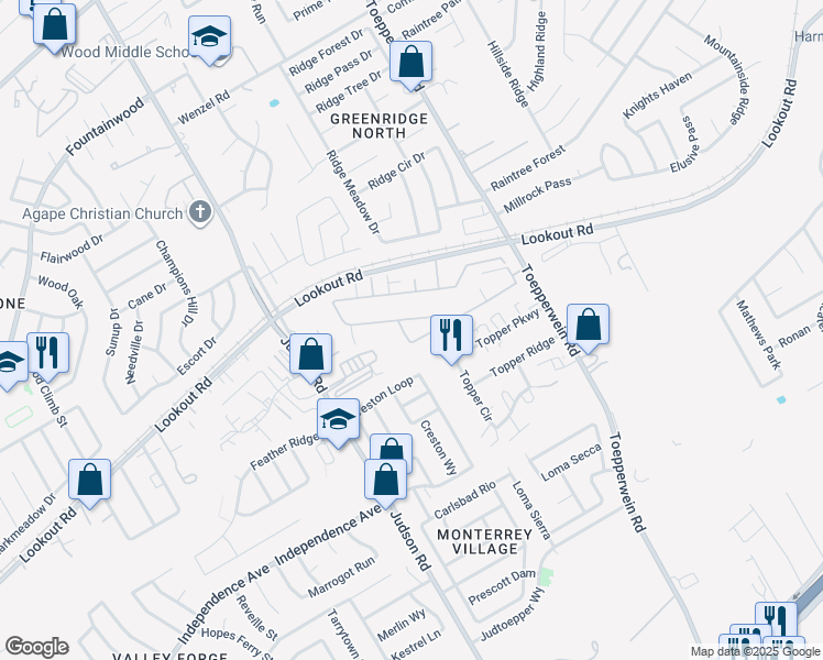 map of restaurants, bars, coffee shops, grocery stores, and more near 146 Creston Loop in San Antonio