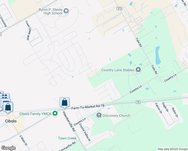 map of restaurants, bars, coffee shops, grocery stores, and more near 308 Matthew Street in Cibolo