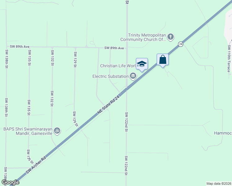 map of restaurants, bars, coffee shops, grocery stores, and more near 12210 Southwest Archer Road in Archer
