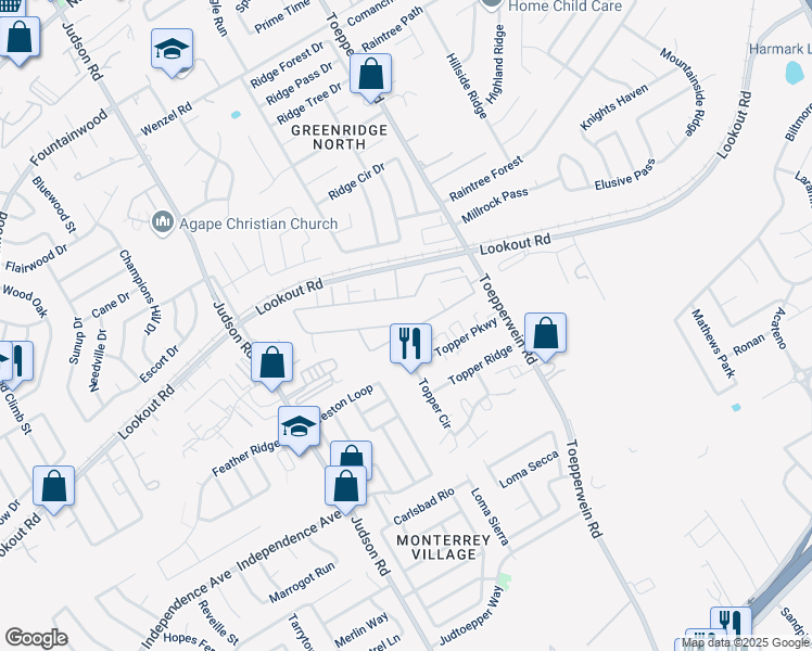 map of restaurants, bars, coffee shops, grocery stores, and more near 6414 Melanzane Avenue in San Antonio